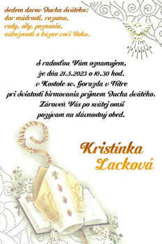 pozvánka k birmovke